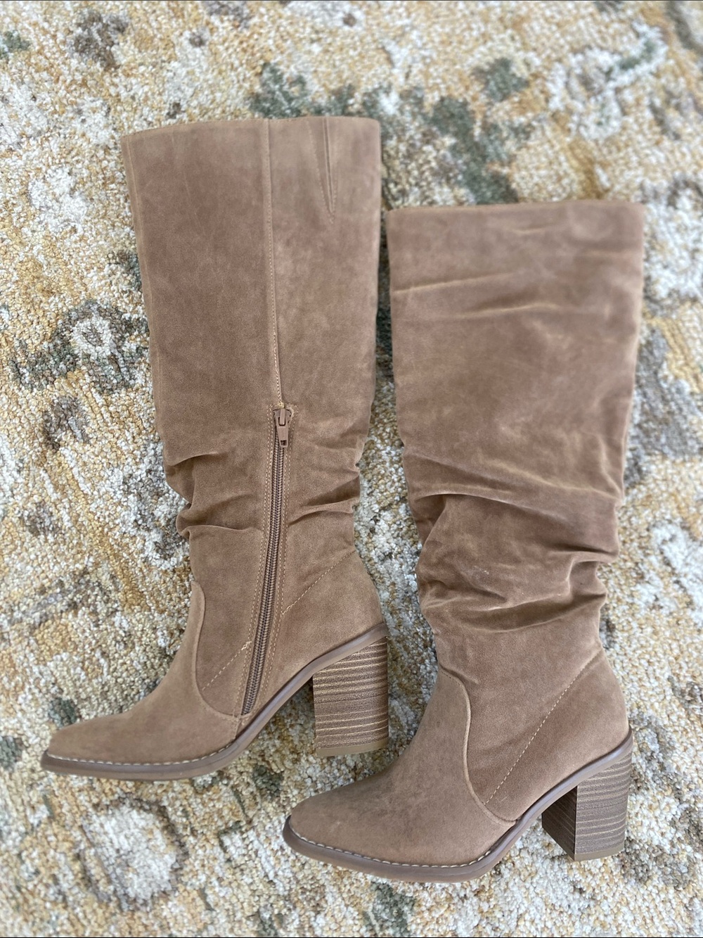 Universal Thread Taupe Suede Over-the-Knee Block Heel Boots